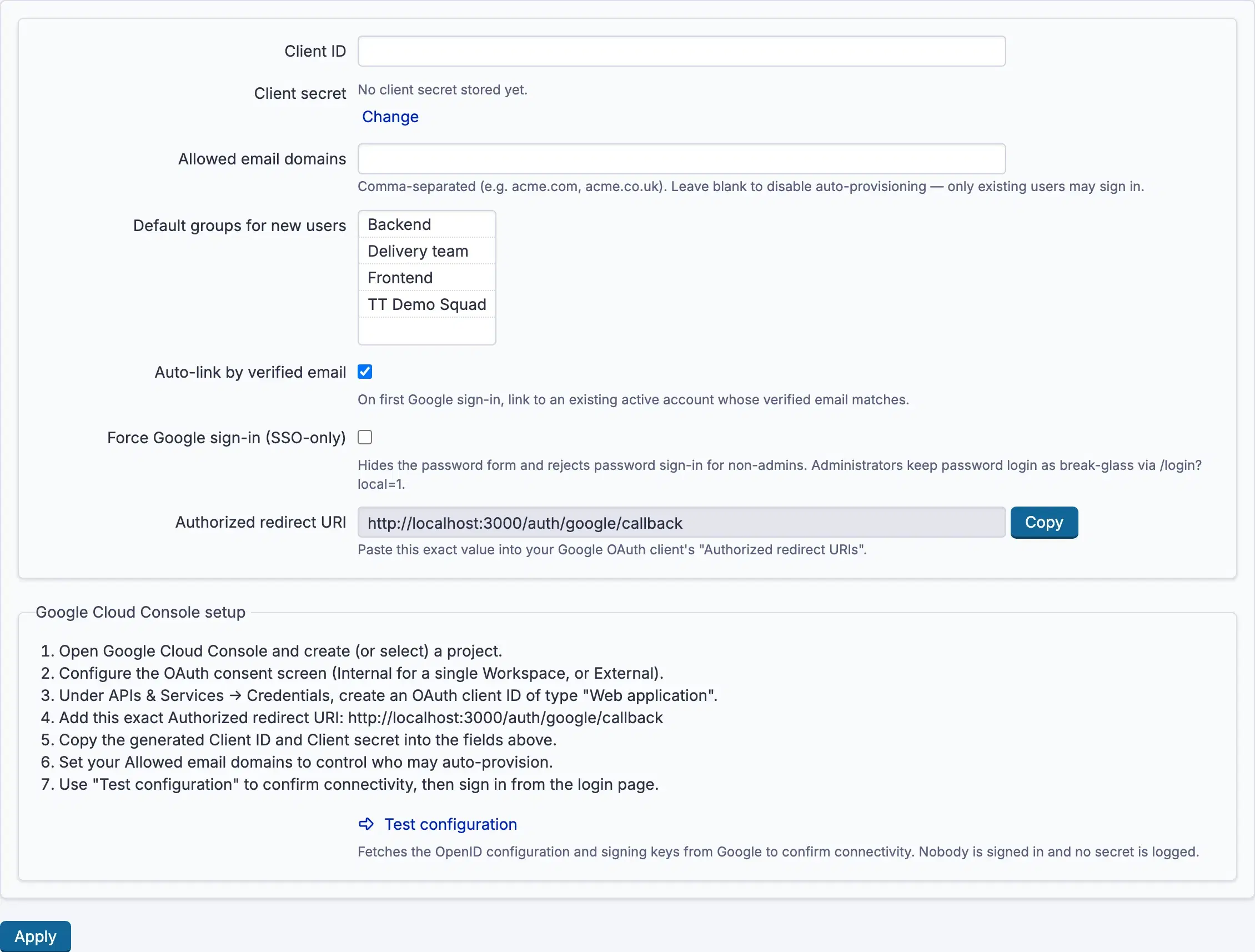 Credentials, allowed domains and the sign-in mode