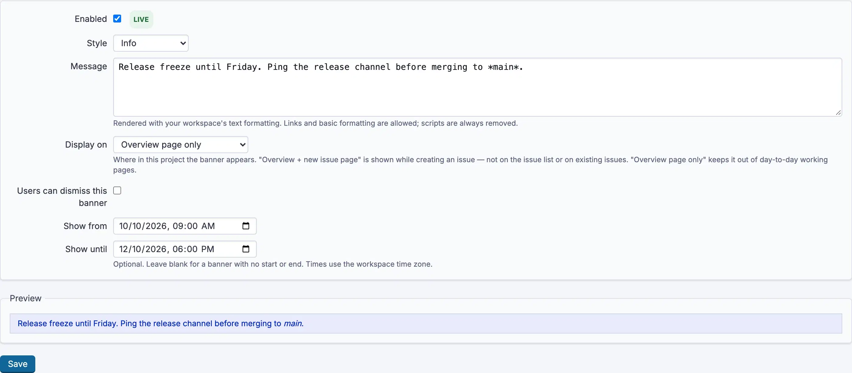 A project notice
