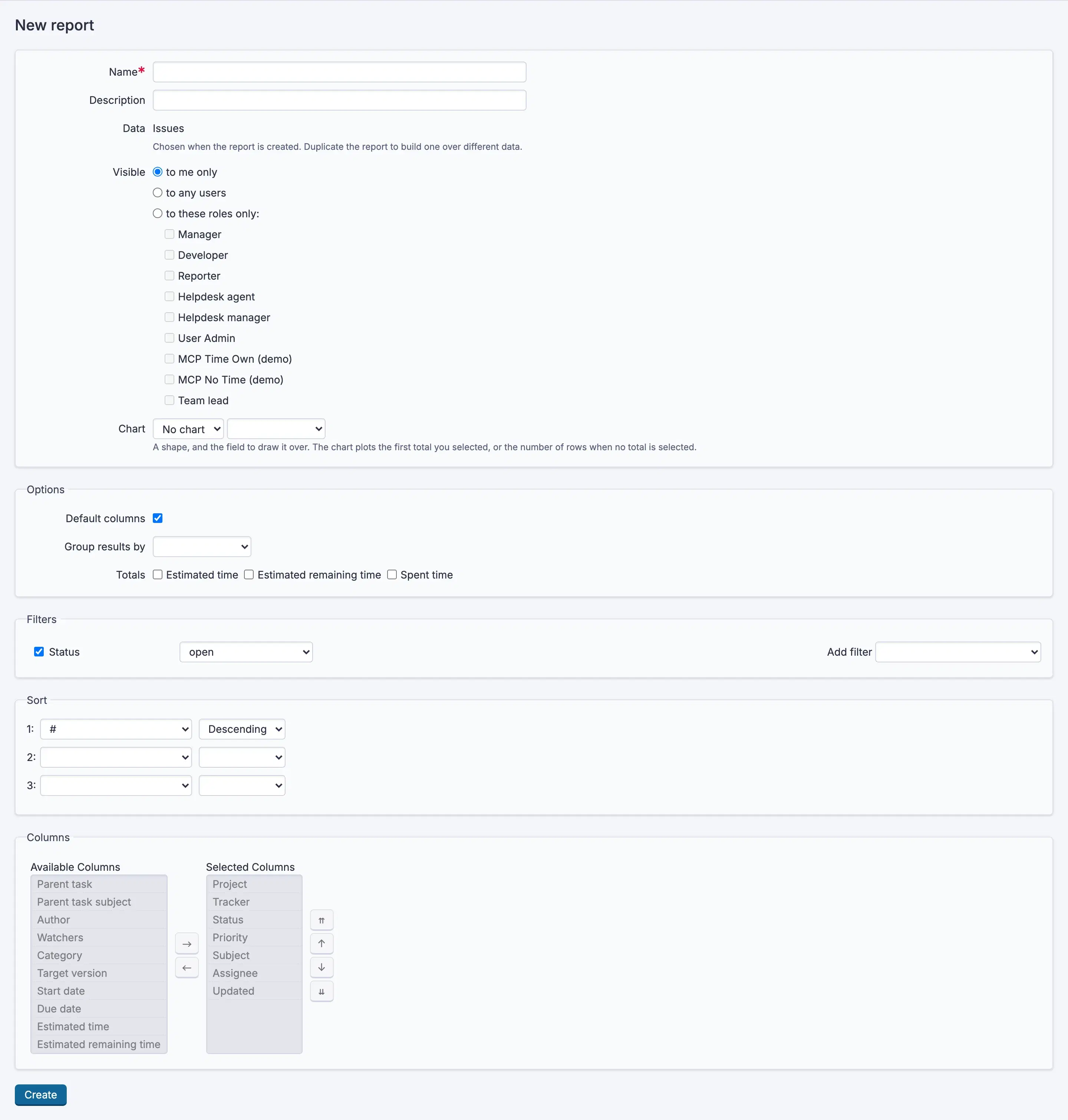Building a report with Redmine's own filter, column and sort controls