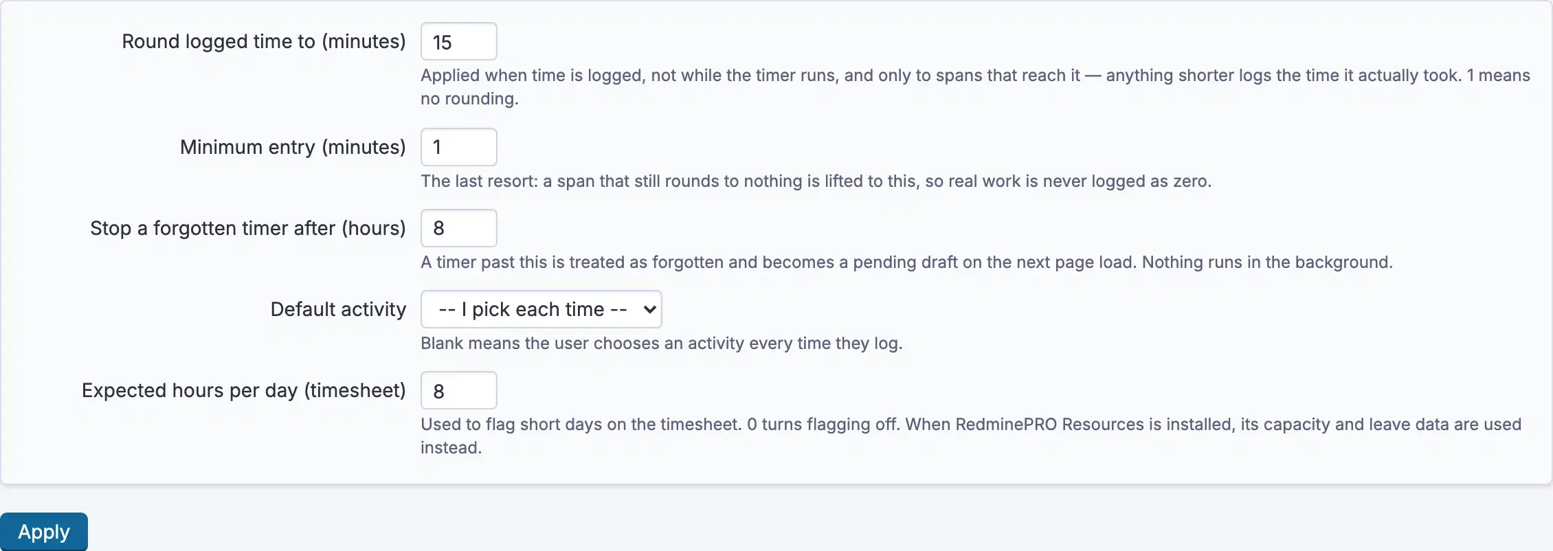 Rounding, minimums and the forgotten-timer limit